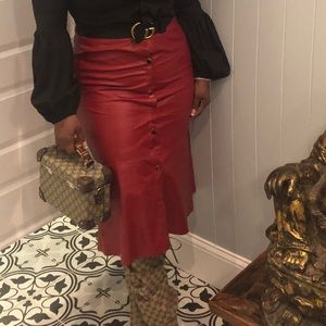 Faux leather pencil skirt